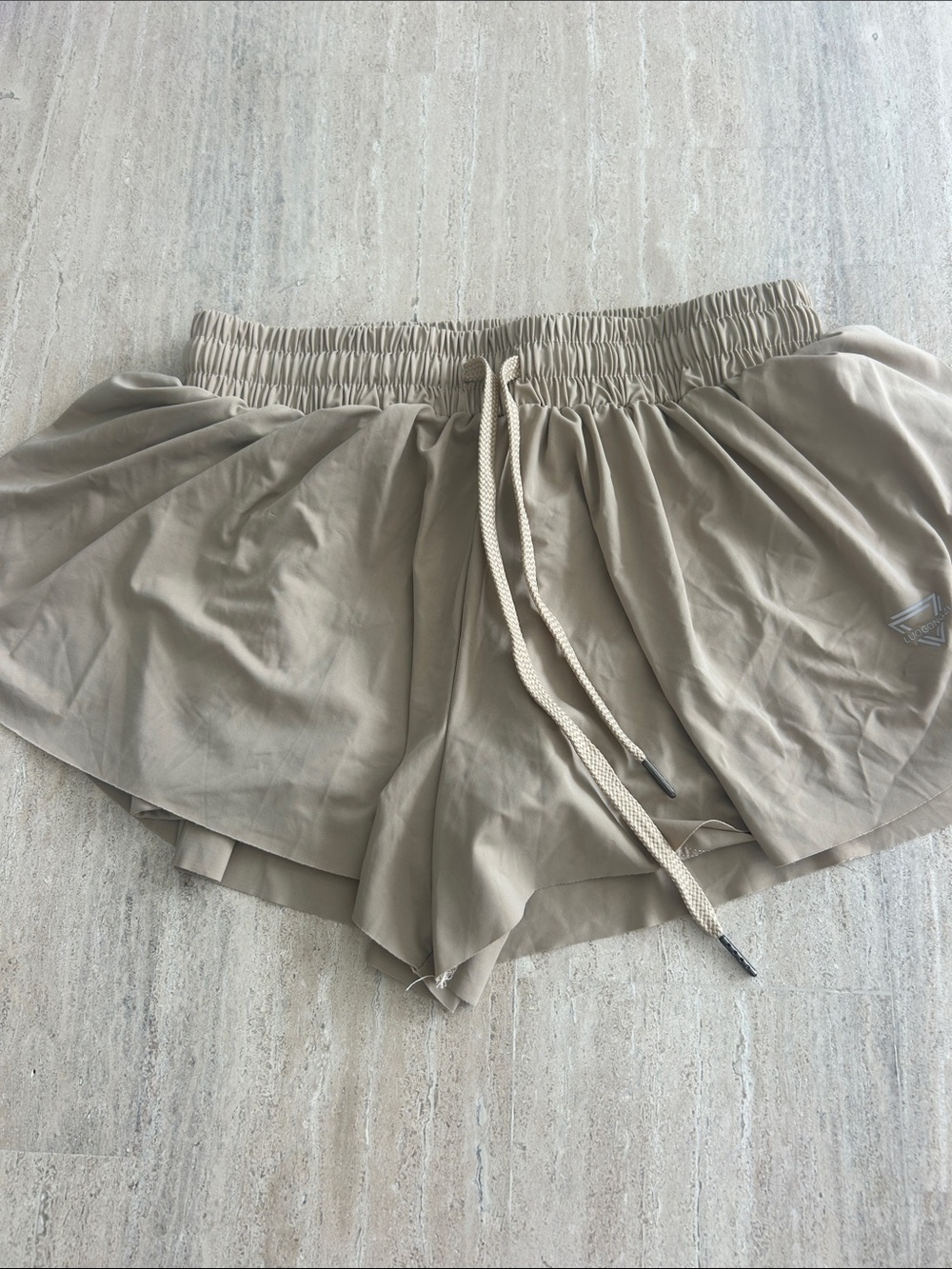 Women’s Athletic Shorts with Elastic Drawstring Waist - Light Taupe